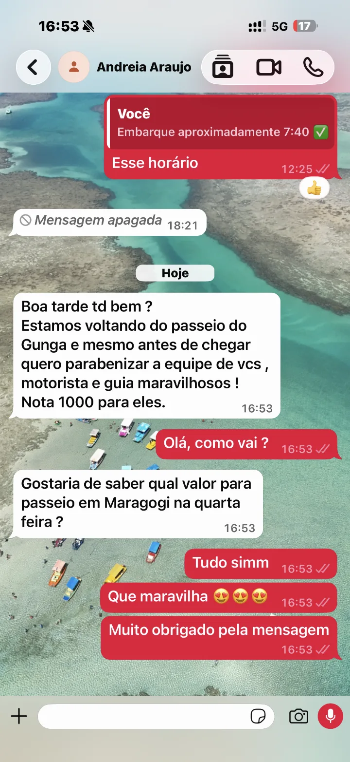 Mensagem de Andréia Araújo no WhatsApp